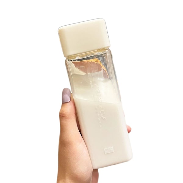 ZHOUBA Utendørs Reise 300ml Transparent Plast Kvadrat Lekkasjesikker Juice Vannflaske [GGL] White