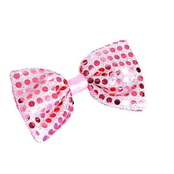 10 st Blinkande Ljus Paljett Fluga Slips LED Gåva Fest Lysande Halsaccessoar Cosplay Rekvisita Bröllop Födelsedag Karneval LGL bow pink