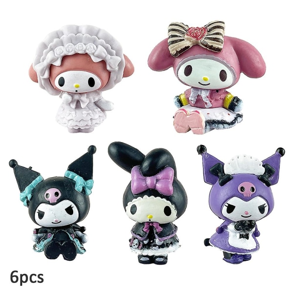 5 kpl/setti Sanrio Kuromi My Melody Anime -toimintahahmot, PVC-mallihahmojen kokoelma, kakunkoristelu lapsille ja tytöille