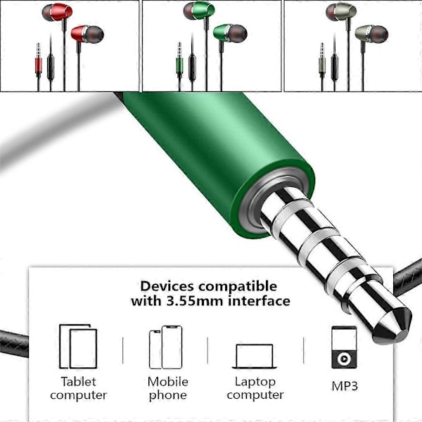 Sladdanslutna In-Ear Hörlurar med Inbyggd Mikrofon 3.5mm Hörlurar för Musik LGL Red