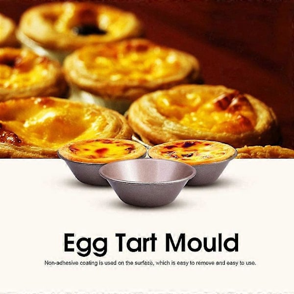 8 st Non-Stick Tartformar Kolstål Mini Tartformar Muffin Återanvändbara Äggtart Tartlett Bakform LGL Gold