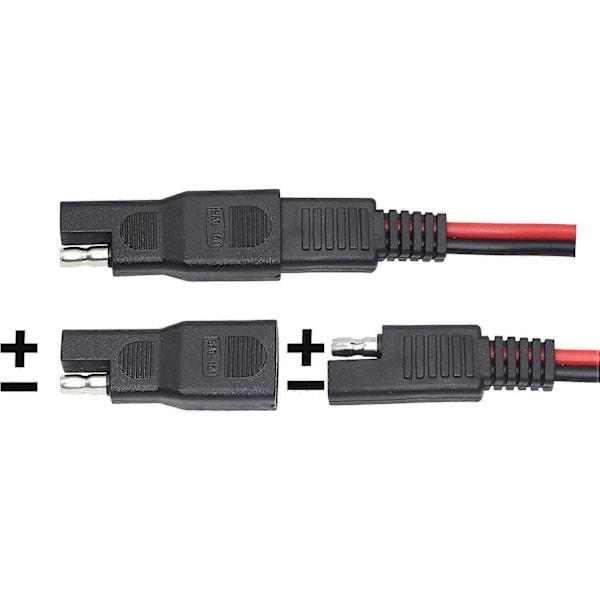 SAE Polaritetsomvandlare, SAE Hane till SAE Hona Snabbkopplings Solar Förlängningskontakt för Fordon, Solpanelbatteri (2-pack) (LGL)