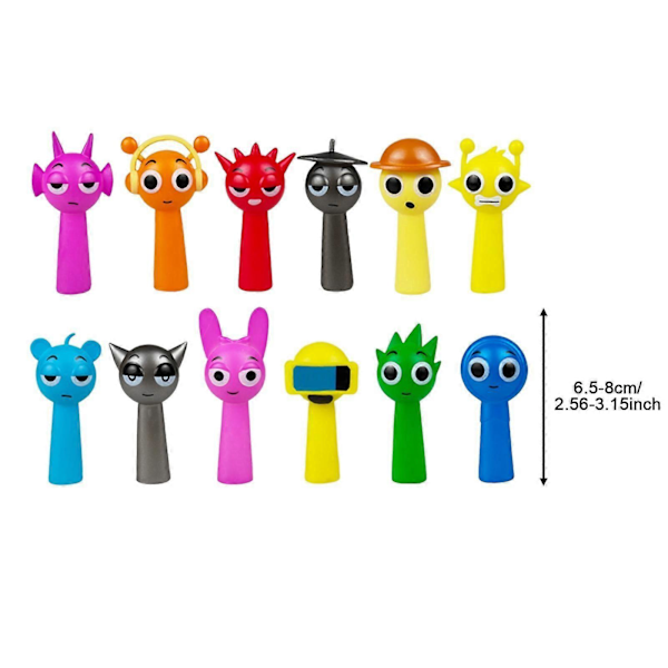 12 stk. Sprunki Figurer Gaver til Piger Drenge Farverige Rytmeboks Figurer LGL Multicolor 6.5cm to 8cm