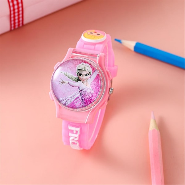 Børns Piger Frozen Elsa Armbåndsur Klap Rotation Ur Med Justerbar Rem [LGL] Pink
