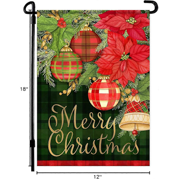 Julehaveflag - Ternet Juleflag 30x45 cm Dobbelt Sidet - Premium Trykte Vinterflag til Udendørs Brug - Glædelig Jul (LGL)