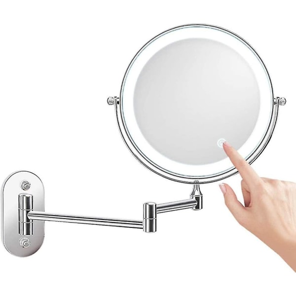 8 Inch Wall Mounted Magnifying Mirror X10, Led Makeup Mirrors With 0.5h Auto Power Off Function, Pow [LGL]