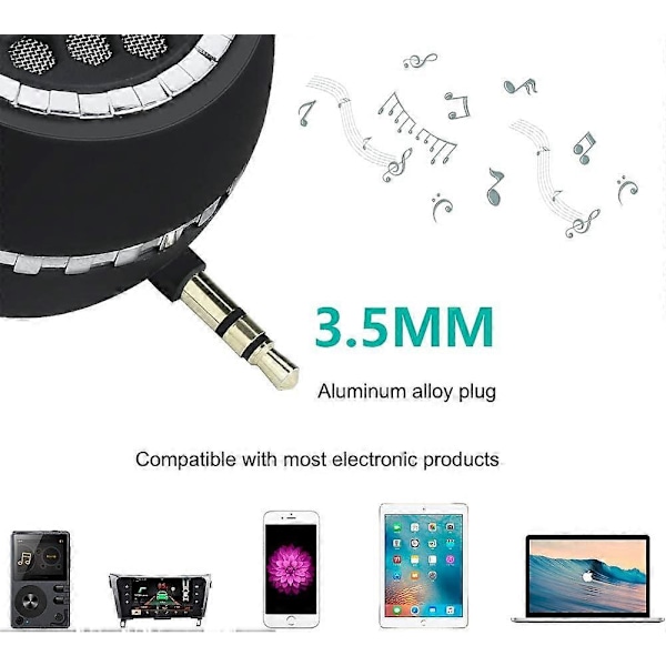 Bärbar Högtalare, Mini Mobiltelefonhögtalare med 3,5 mm AUX-ljudgränssnitt i Micro USB-port Klar Bas (LGL)
