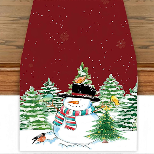 Snögubbe Röd Julbordslöpare, 33 x 183 cm Jute Vinter Vinterhelg Bordslöpare (Jul Snögubbe) (LGL)