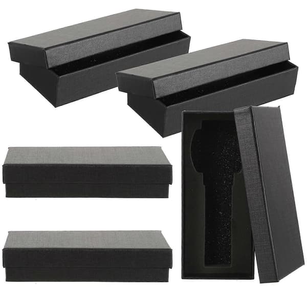 5 st Enkel Klockbox Papper Klockbox Klockhållare Med Svamp Rektangulär Klockpresentförpackning (LGL) Black 14.3X6.3CM