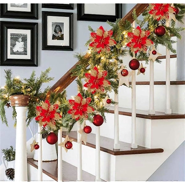 Konstgjorda Blomsterarrangemang Träddekorationer Röda Konstgjorda Blomsterdekorationer Träddekorationer (LGL)