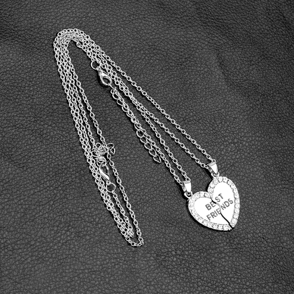 Halsband Bästa Vänner pussel hjärta 2-pack Silver (LGL)