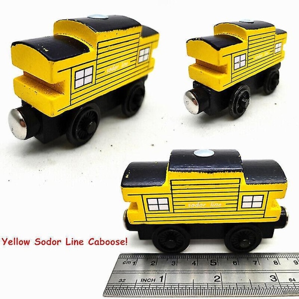 Thomas ja ystävät junatankkimoottori puinen rautatiemagneetti Kerää lahjaksi leluja, osta 1, saat 1 ilmaiseksi[GL] Yellow Sodor Line Caboose
