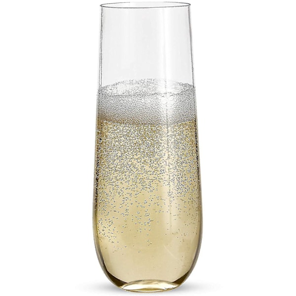 24 Stemløse Plastik Champagnefløjter - 9 Plastik Champagne Glas Klar Ubrækkelige Skål Glas-b  (LGL) transparent