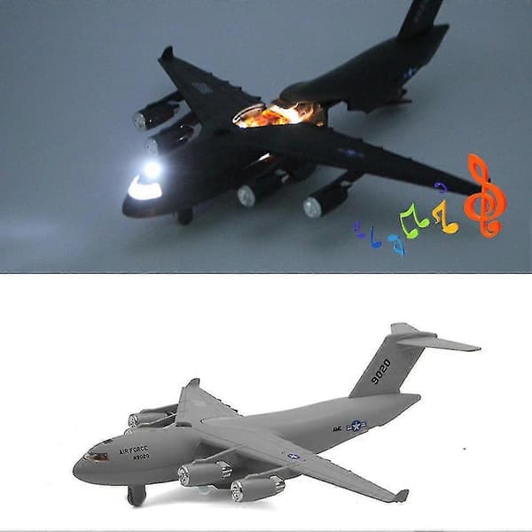 1/32 C17 Transportfly Pull Back Musikk Led Modell Borddekor Barn Leke Gave (LGL) Grey