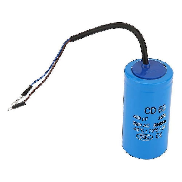 Cd60 Startkondensator med ledning 250V AC 400uf 50/60Hz kompatibel med motorluftkompressor (+b LGL