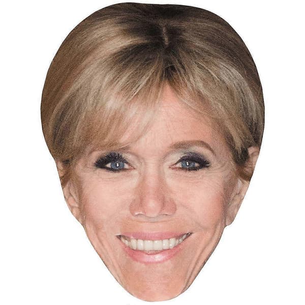 Brigitte Macron (Smink) Kändismask, Platt Kortansikte (LGL)