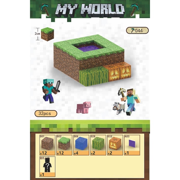 32 stk T044 Twilight Portal Minecraft Magnetisk Byggekloss Stackable Minifigur Leker Magnet Cube World Set Leker[GL]