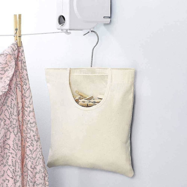 Klemmepose til tøj, kan rumme 100 mellemstore klemmer, holdbart lærred [LGL]