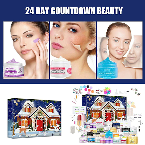 Adventskalender 2023 Skönhet och Kosmetika Adventskalender, Lämplig för Kvinnor och Flickor 20Ml  (LGL)