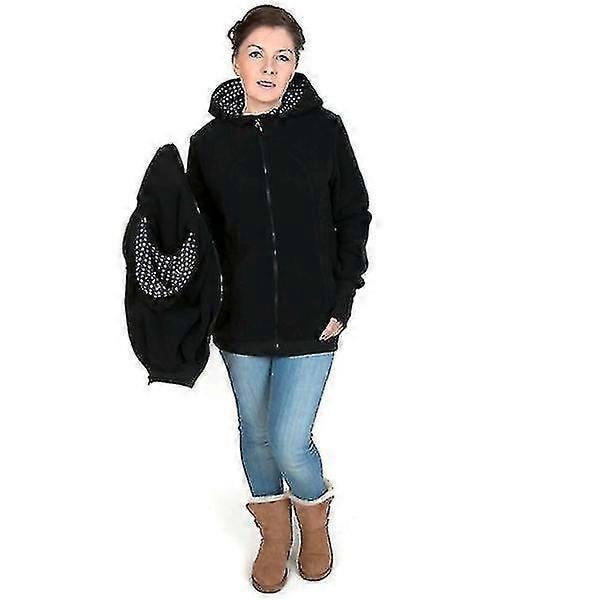 Kænguru Hættetrøje Babybærejakke til Kvinder - Multifunktionel Graviditetsjakke LGL Black XL