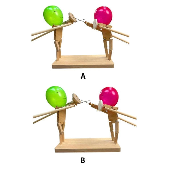 Handgjorda fäktdockor i trä, slagrobotar i trä för 2 spelare, fartfyllt ballongkampspel, 100 % nytt 5mm