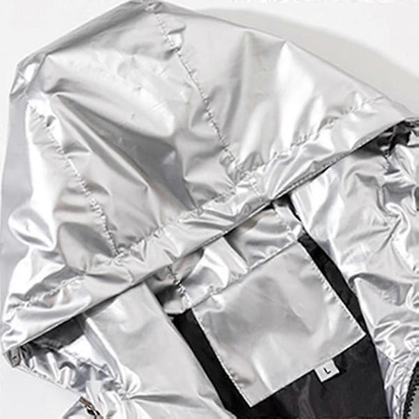 Herr Glänsande Vattentät Jacka med Huva LGL Silver XL