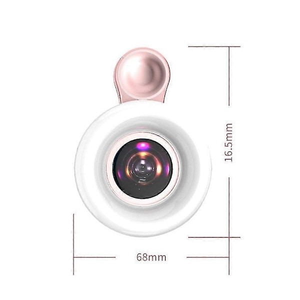 Universal Mobiltelefon 15x Makro Linse Fyldlys Selfie Led Ring Clip Flash Lys LGL Pink