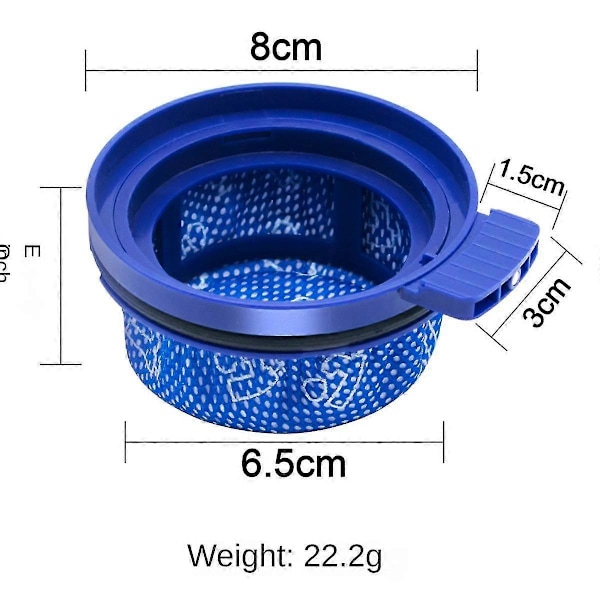 2 STK Vaskbart Vakuumfilter til SAMSUNG BESPOKE Jet VS20A95923N/SA VS20A95993N/SA Ledningsfri Støvsuger LGL Blue