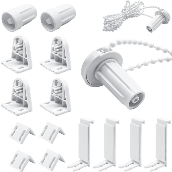 Set of 17mm plastic roller blind repair kit, no drilling required, white