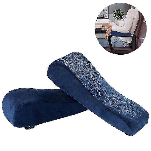 1 par memory foam armlæn kontorstol armlæns puder og hævede skrå armlæn - universelle betræk til armlæn og albueaflastning LGL navy blue style2