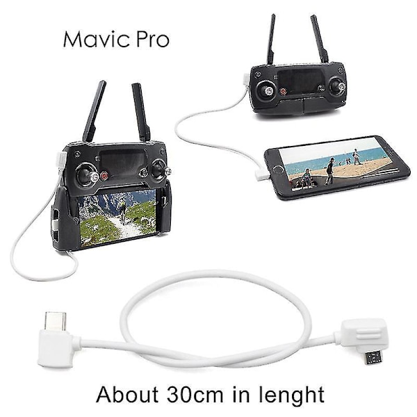 Startrc 10cm USB-C / Type-C til Micro USB Konverteringskabel Datakabel til DJI Mavic Mini / Air, Shark Fjernbetjening [GGL]