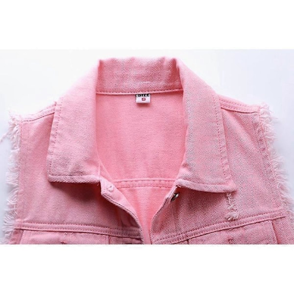 Cowboyväst Dam Kort Vår och Sommar Plus Size Rå Kant Ärmlös Jacka Hål Cardigan LGL black M