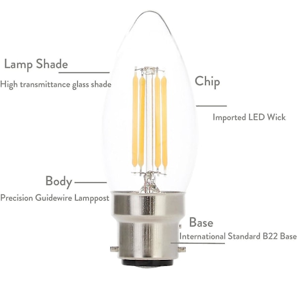 Led-lamput 4w b22 bc himmennettävät led-hehkulamput lämpimän valkoiset valaisimet [L]