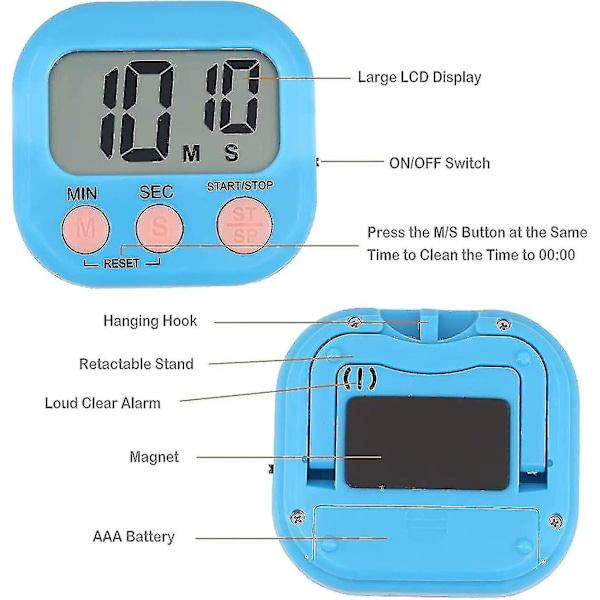2 st Digitala Timers med LCD-skärm, Vit Magnetisk Timer Stoppur med Alarm för Matlagning Sport (LGL)