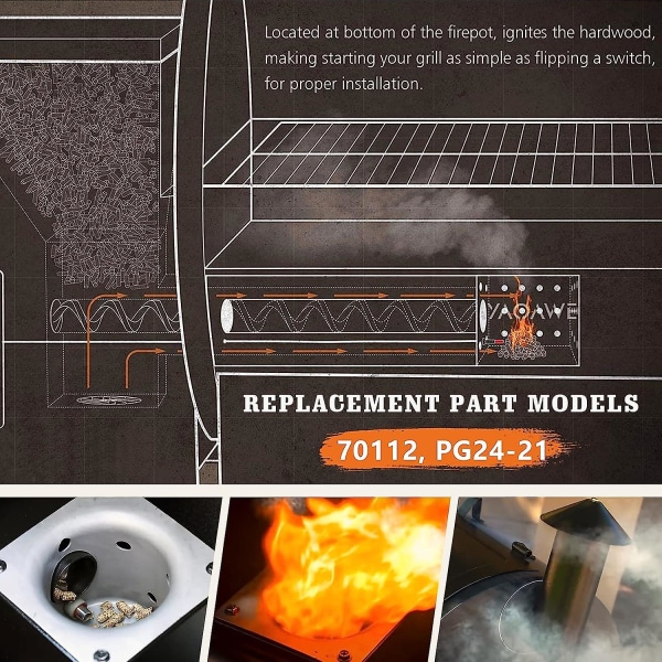 2-pack uppgraderad pelletsgrill-tändare ersättning för Pit Boss  Camp Chef rökare, Hot Rod tändare delar kit med 2 st säkring, 200W 120V [LGL]