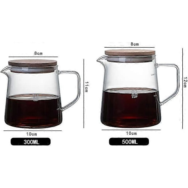 Glas Kaffekande med Låg, Isoleret Glas Kaffekande Isoleret Klar Kande til Juice Te Kaffe Vand (500 ml) LGL