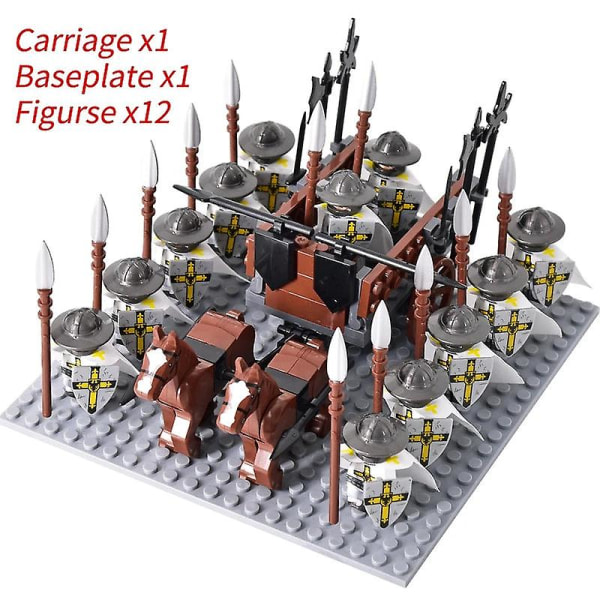 Keskiaikaiset ritarit minitoimintahahmot rakennuspalikat roomalaiset vaunut vaunut sotilas hevonen tiilet lelut lapsille lahja[GL] Set 54