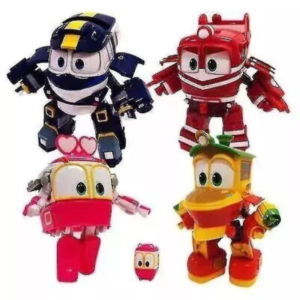 4 stk/sett 8cm Robot Tog Transformation Kay Alf Dynamisk Tog Familie Deformasjon Tog Bil actionfigur leker leker for barn