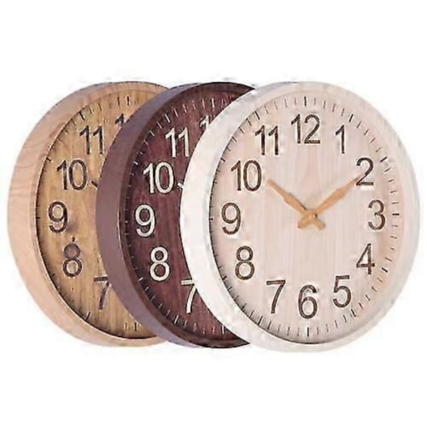 Nordisk Minimalistisk Träväggklocka Tyst Rund Hängande Klocka Elegant P20250110813 LGL White