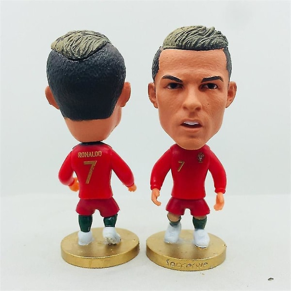 Soccerwe 6,5 cm Højde Fodboldstjernedukke Portugal 7# C. Ronaldo Figures Red 2020