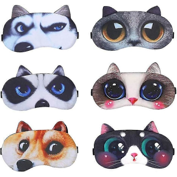 2024 Nya 6 stycken ögonmask, sovmask, djurmask, ögonmask, plysch sovmask, 6 specifikationer LGL
