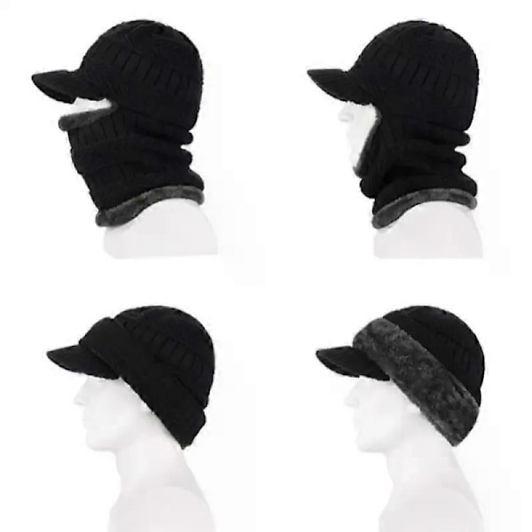 Vinterlue for menn Skullies Beanies Luer Vinterbeanies for menn kvinner Ullskjerf Lue Balaclava Maske Bonnet Strikket Lue for kvinner LGL Black Zipper