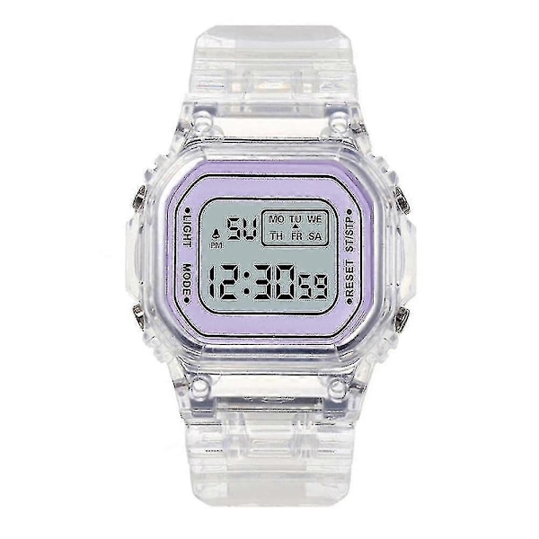 Unisex Digitalur Gennemsigtig Klar Rem Armbåndsur Fødselsdagsgave LGL Purple