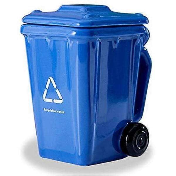 Wheelie Bin Keramik Kop, Skraldespand Kreativ Kaffeekop, Sjov Skraldespand Kop, Genbrugsbeholder Kop, Nyhedsgaven til Mænd og Kvinder, 400ML  (LGL) Blue