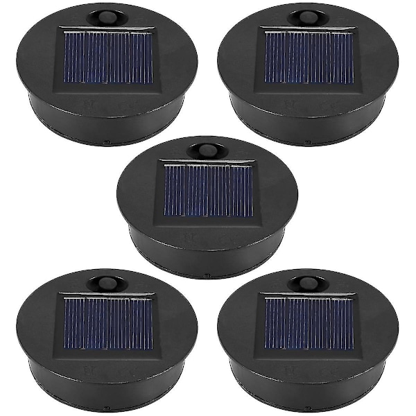 5-pakning med reservedeler til solcellelamper (toppstørrelse 2,76 tommer, bunnstørrelse 2,36 tommer), 7 varmt hvite LED-er, vanntett [LGL] As Shown
