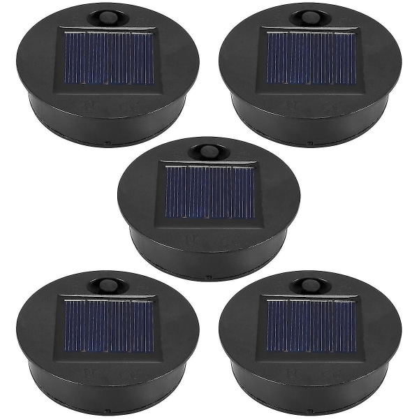 5 stk. udskiftning af solcellelamper (øverste størrelse 2,76 tommer, nederste størrelse 2,36 tommer), 7 varmt hvide LED-vandtætte [LGL] As Shown