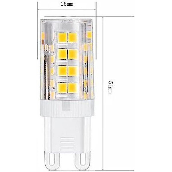 G9 LED Pære, Varmt Hvidt 3000k 5w G9 LED Pære Ækvivalent Til 40w Halogenpærer 420 Lumen; Ikke Dæmpbar, Pakke Med 10 [Energiklasse A+]
