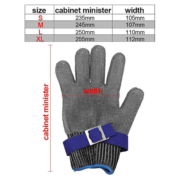 Matvarekvalitet Rustfritt Stålnett Metall Hanske Slitesterk Multifunksjons Hanske for Kjøkkenmatlaging (LGL) S