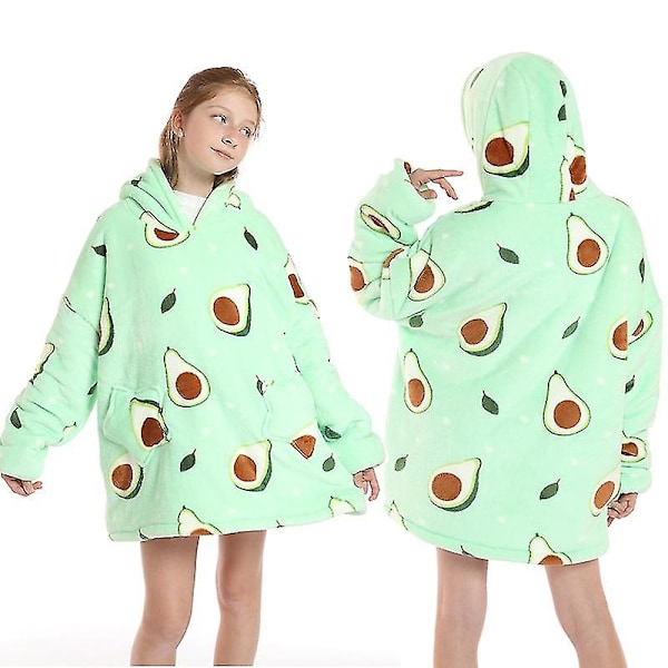 Vinterpledd Plysjfleece Familie Matchende Hettegenser Jente Genser Avokado Hjemmeklær LGL Pink unicorn MenSize