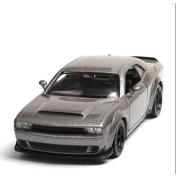 1:36 Dodge Challenger -seosauto, uusi urheiluauto, metallivaluauto, vetämällä toimiva leluauto, lahja pojille, lapsille, leluauto A141 GRAY